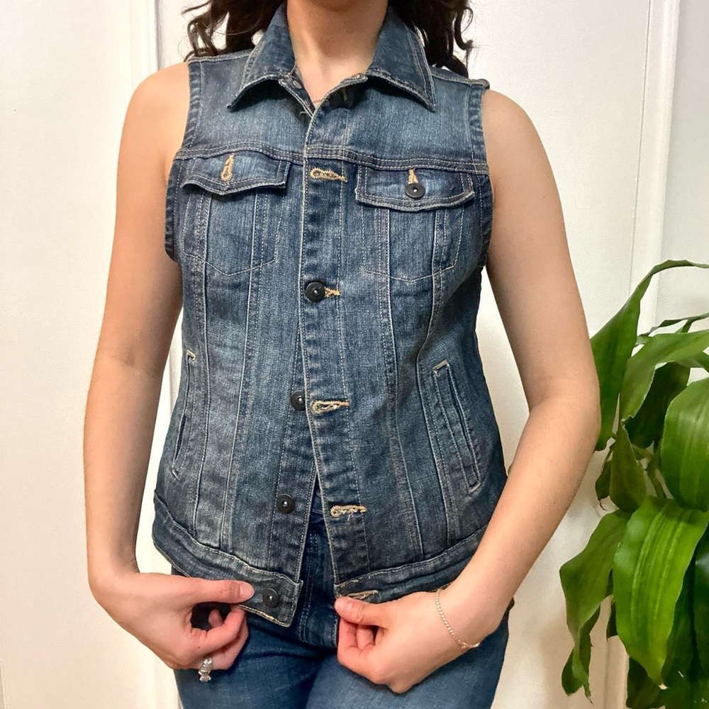 Smart Set Cowgirl Western Blue Denim Vest Size Small - Picture 3 of 8